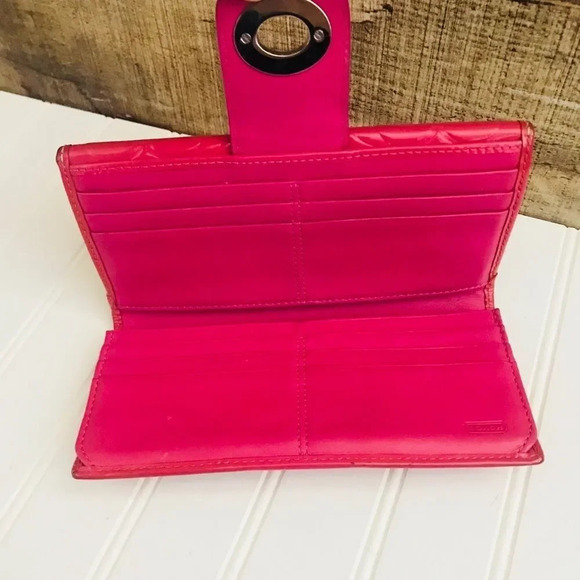 Coach Red Embossed Wallet - Picture 6 of 7